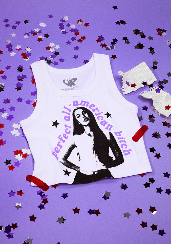 perfect all-american bitch crop tank in white