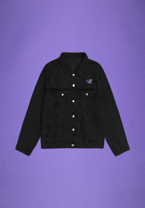 spill ur guts black denim jacket